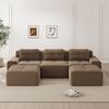 Flieks 3-Sitzer Sofa, Modular U-Form Schlafsofa, Tiefsofa mit 2 Ottoman & 3 Kissen, Cord, Braun Bild 2