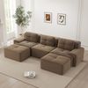 Flieks 3-Sitzer Sofa, Modular U-Form Schlafsofa, Tiefsofa mit 2 Ottoman & 3 Kissen, Cord, Braun Bild 3