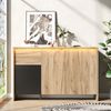 Merax Sideboard, Küchenschrank, Kommode mit 3 Schubladen und 2 Türen, Mehrfarbige LED-Lichteffekte, Buffetschrank für Wohnzimmer, Esszimmer, Holzfarbe&Schwarz Bild 5