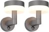 2er Set LED Außenwandleuchten mit Bewegungsmelder in Anthrazit, Höhe 22cm Bild 2