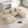 3-Sitzer Sofa 298×178×75 cm aus Cordstoff rahmenlos modular mit 2 Ottomanen, beige Bild 2