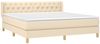 vidaXL Boxspringbett mit Matratze Creme 160x200 cm Stoff 3130526 Bild 3