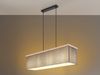 LED Pendelleuchte mit Stoff Lampenschirm und Holzoptik, Breite 80cm Bild 5