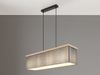 LED Pendelleuchte mit Stoff Lampenschirm und Holzoptik, Breite 80cm Bild 3