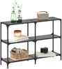 Konsolentisch, Beistelltisch, Konsole mit Glasplatte Schwarz 118,5x30x81 cm Stahl Bild 3