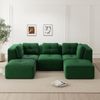 Flieks 3-Sitzer Modulares Sofa mit 2x Hocker, Cloud Sofa Cord rahmenlos, Lounge Sofa bodennah, mit breiten Armlehnen, Grün Bild 2