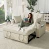 Klappbares Schlafsofa, Multifunktionssofa mit Schlaffunktion, Schlafsofa mit Getränkehalter und Kissen, geeignet für Wohnzimmer, Schlafzimmer, Beige Bild 2