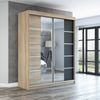Schwebetürenschrank ERA 2-türig Schrank 160 cm (mit Spiegel) Farbe: Sonoma , schwarz Bild 2