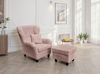 Ohrensessel mit Hocker Landhausstil Polster-TV-Lesesessel Cordstoff Rosa Bild 2