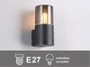 LED Außenwandleuchte Aluminium Schwarz & Rauchfarbig E27, Höhe 17,5cm Bild 5