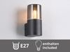 LED Außenwandleuchte Aluminium Schwarz & Rauchfarbig E27, Höhe 17,5cm Bild 5