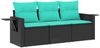 vidaXL 3-teiliges Gartensofa-Set mit Kissen, schwarzes Polyrattan 3219856 Bild 2