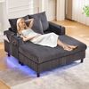 Relaxsessel Cord mit USB-Anschluss & Getränkehaltern, 142 x 128 x 85 cm, Dunkelgrau Bild 5