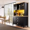 Hochschrank 120 x 40 x 179 cm in Schwarz mit LED-Beleuchtung, 4 Türen und 3 Schubladen Bild 2