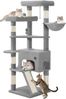 Kratzbaum, 153 cm Katzenbaum, Geräumiges und Stabile, mit 6 Kratzbaum, 1 Bequemen Großes Katzenhaus, 3 Großen Plattformen, Katzenkorb, Pompons, Scratching Board, Hellgrau Bild 2