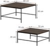 Couchtisch-Set Ramio Eiche rustikal/Schwarz 80 x 80 cm 2 Teile Vicco Bild 2