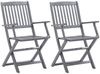 vidaXL Klappbare Gartenstühle 2 Stk. mit Sitzkissen Massivholz Akazie 3064482 Bild 2