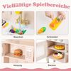Spielküche Höhenverstellbar Holz-Küchenspielset mit Lichtern & Geräuschen Mikrowelle Herd Spüle Ofen Gelb Bild 3