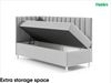 MEBLINI Kinderbett mit Bettkasten MAYA 3 100x200 Links – H3/Grau Samt Gepolstert Einzelbett mit Matratze - Polsterbett mit Stauraum - Bett mit Kopfteil – Stauraumbett Bild 5