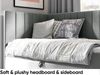 MEBLINI Kinderbett mit Bettkasten MAYA 3 100x200 Links – H3/Grau Samt Gepolstert Einzelbett mit Matratze - Polsterbett mit Stauraum - Bett mit Kopfteil – Stauraumbett Bild 3