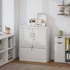 Aktenschrank aus Stahl mit 2 Türen, abschließbar, mit Schublade & verstellbarem Regal, 80×40×95, Weiß Bild 4