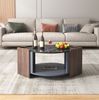 Couchtisch 96,5x63x40 cm in Schwarz/Walnuss mit strukturiertem Marmor-Design Bild 2