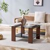 Couchtisch 65 x 41 x 45,5 cm mit Hartglasplatte, Ablage aus MDF und Walnussoptik Bild 4
