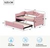 Merax Polsterbett Ausziehbares Schlafsofa, 90*200 cm, Mit USB-Anschluss, Klassische Form mit Knöpfen mit Lattenrost, Multifunktionsbett - Gästebett, Leinenstoff, Rosa Bild 4