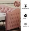 Merax Polsterbett Ausziehbares Schlafsofa, 90*200 cm, Mit USB-Anschluss, Klassische Form mit Knöpfen mit Lattenrost, Multifunktionsbett - Gästebett, Leinenstoff, Rosa Bild 5