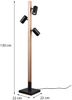 LED Stehlampe Holz / Schwarz matt, 3 Spots schwenkbar, Höhe 130cm Bild 4