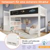 Merax Kinderbett Hochbett mit Whiteboard&Tafel,Speicherung und Rausfallschutz 90 x 200 cm, Weiss Hochbett für Kinder– Lattenrost- Weiß(Ohne Matratze) Bild 3