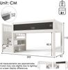 Merax Kinderbett Hochbett mit Whiteboard&Tafel,Speicherung und Rausfallschutz 90 x 200 cm, Weiss Hochbett für Kinder– Lattenrost- Weiß(Ohne Matratze) Bild 4