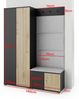 Garderoben-Set Rosario Version 1 mit Lamellen, Kleiderschrank mit Polsterplatten und Schuhschrank (Schwarz / Eiche Artisan, Trinity 14), 185 x 40 x 140 cm Bild 2