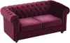 Vente-unique - CHESTERFIELD Sofa SamtStoff Rot - B 88 cm x H 72 cm x L 165 cm Bild 2