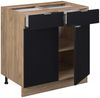 Küchenunterschrank Fame-Line Schwarz gestreift 80 cm ohne Arbeitsplatte Vicco Bild 4