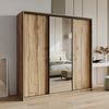 Masseno Schwebetürenschrank TAVI 180 cm Kleiderschrank mit Spiegel 3 Türen Eiche Wotan Bild 2