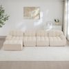4-Sitzer Wohnlandschaft H 79 x T 366 x B 165 cm aus granulierter Fleece mit Ottoman, modular, frameless, Beige-Weiß Bild 2