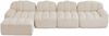 4-Sitzer Wohnlandschaft H 79 x T 366 x B 165 cm aus granulierter Fleece mit Ottoman, modular, frameless, Beige-Weiß Bild 4