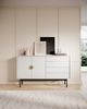 Selsey 'Stoon II' Sideboard mit 4 Schubladen, weiß mit schwarzem Metallgestell, ca. 93 x 154 x 38 cm Bild 2