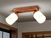 LED Deckenstrahler 2 flammig Korpus Holz & Glasschirme Weiß, Breite 30cm Bild 5