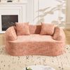 Gebogenes 2-Sitzer Sofa, ergonomisch gepolstert mit Federkern, fertig montiert & pflegeleicht,Rosa Bild 4