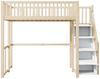 REDOM Kinderbett mit großem Kleiderschrank Regal und Tisch (Hochbett 1400x200 cm mit sicherer Aufbewahrungstreppe, stabilem Kiefernholzrahmen für Kinder & Jugendliche – Platzsparend, mit unterem Stauraum für Spielecke & Lernbereich – Ideales Kinderzimm... Bild 3