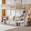 REDOM Kinderbett mit großem Kleiderschrank Regal und Tisch (Hochbett 1400x200 cm mit sicherer Aufbewahrungstreppe, stabilem Kiefernholzrahmen für Kinder & Jugendliche – Platzsparend, mit unterem Stauraum für Spielecke & Lernbereich – Ideales Kinderzimm... Bild 5