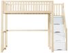 REDOM Kinderbett mit großem Kleiderschrank Regal und Tisch (Hochbett 1400x200 cm mit sicherer Aufbewahrungstreppe, stabilem Kiefernholzrahmen für Kinder & Jugendliche – Platzsparend, mit unterem Stauraum für Spielecke & Lernbereich – Ideales Kinderzimm... Bild 2