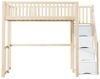 REDOM Kinderbett mit großem Kleiderschrank Regal und Tisch (Hochbett 1400x200 cm mit sicherer Aufbewahrungstreppe, stabilem Kiefernholzrahmen für Kinder & Jugendliche – Platzsparend, mit unterem Stauraum für Spielecke & Lernbereich – Ideales Kinderzimm... Bild 4