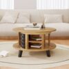 Merax Couchtisch, Drehtisch, Beistelltisch mit versteckter interner Ablage, Natur Bild 3