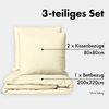 JACOBSON Bettwäsche 200x220 Set - 100% Baumwolle Bettbezug 200x220 cm + 2 Kissenbezüge 80x80 cm, Perkal Bettwäsche 3-teilig mit Reißverschluss (200x220 cm, Natur, 3-teilig) Bild 2