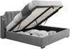 Vente-unique - TEOMIS Bett SamtStoff Grau - B 206 cm x H 122,5 cm x L 164 cm Bild 4