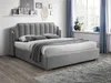 Vente-unique - TEOMIS Bett SamtStoff Grau - B 206 cm x H 122,5 cm x L 164 cm Bild 1