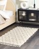 Teppich Baumwolle hellbeige 80 x 150 cm geometrisches Muster Kurzflor AKSARAY Bild 3